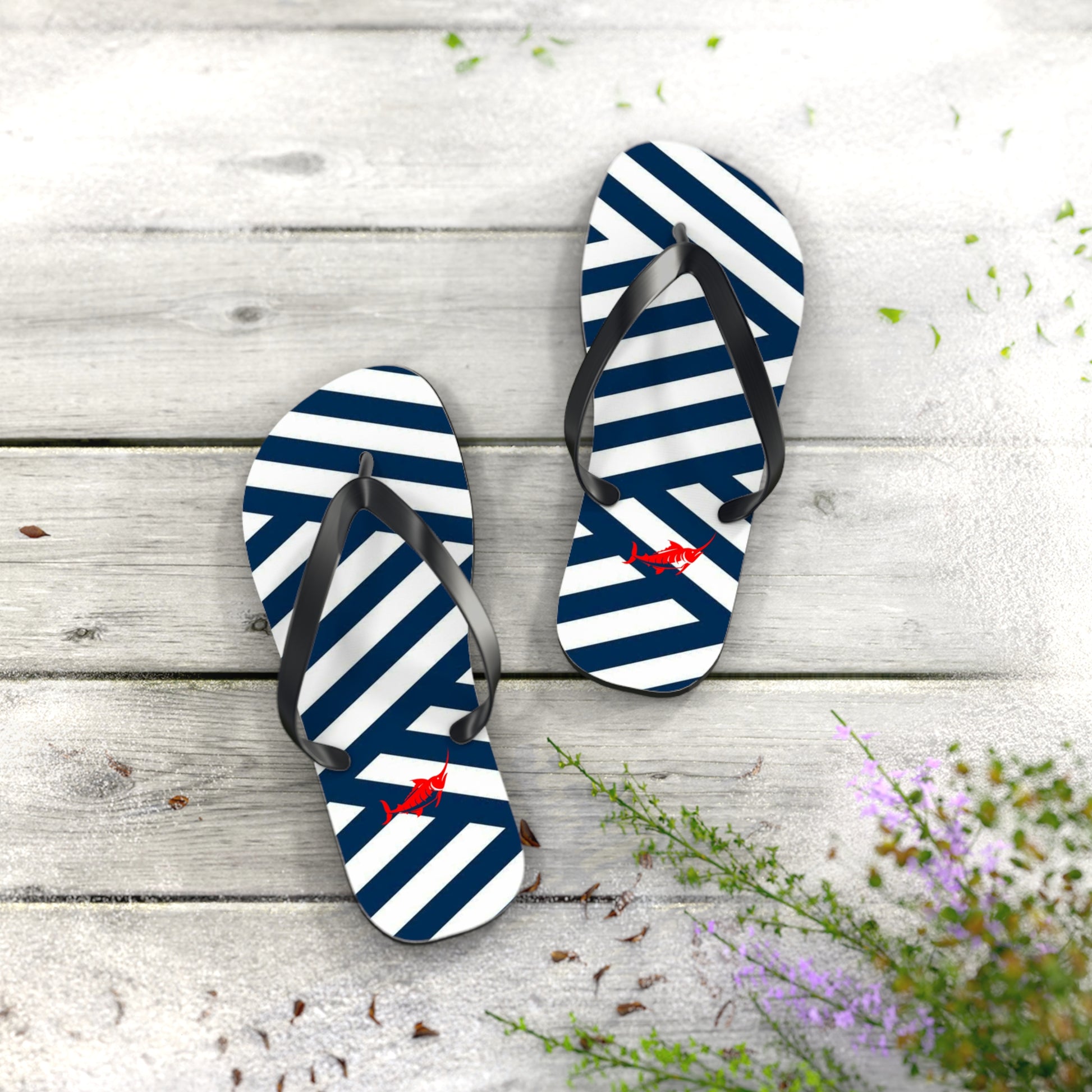 Nautical Stripe Flip Flops
