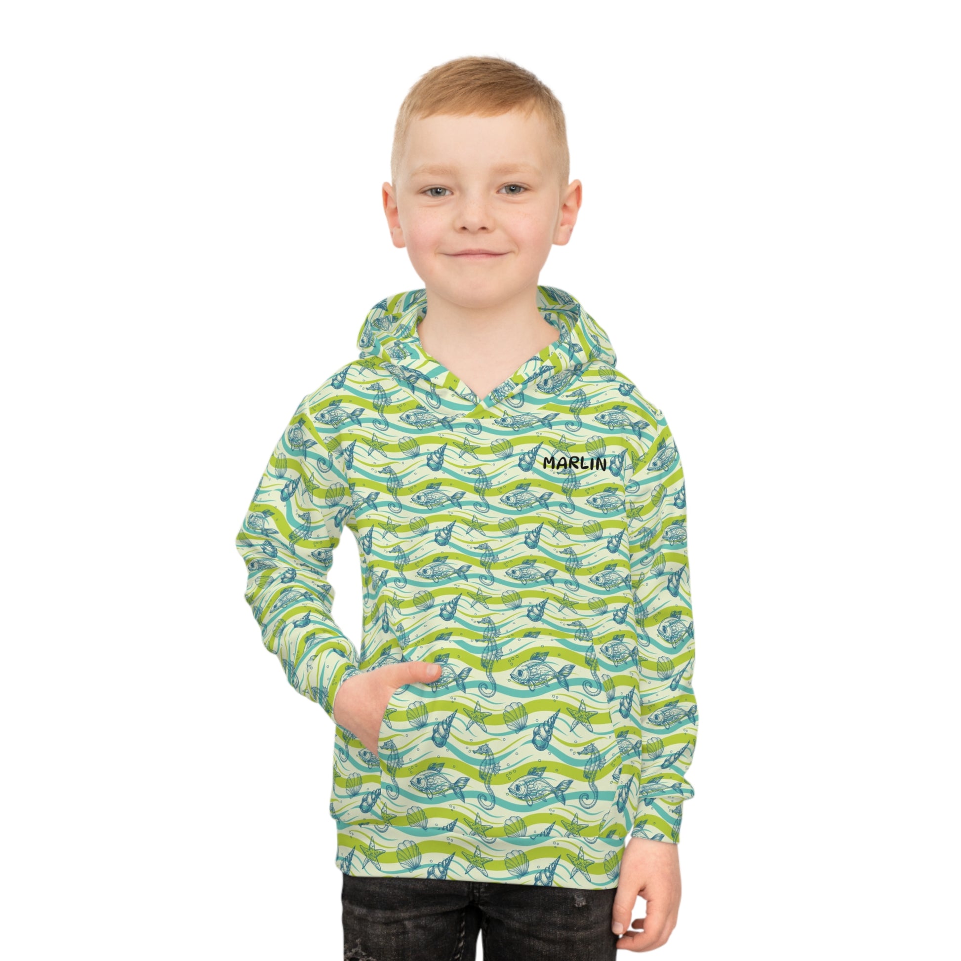 Marlin Children's Hoodie - Fun Marine Life Pullover for Kids - Marlin