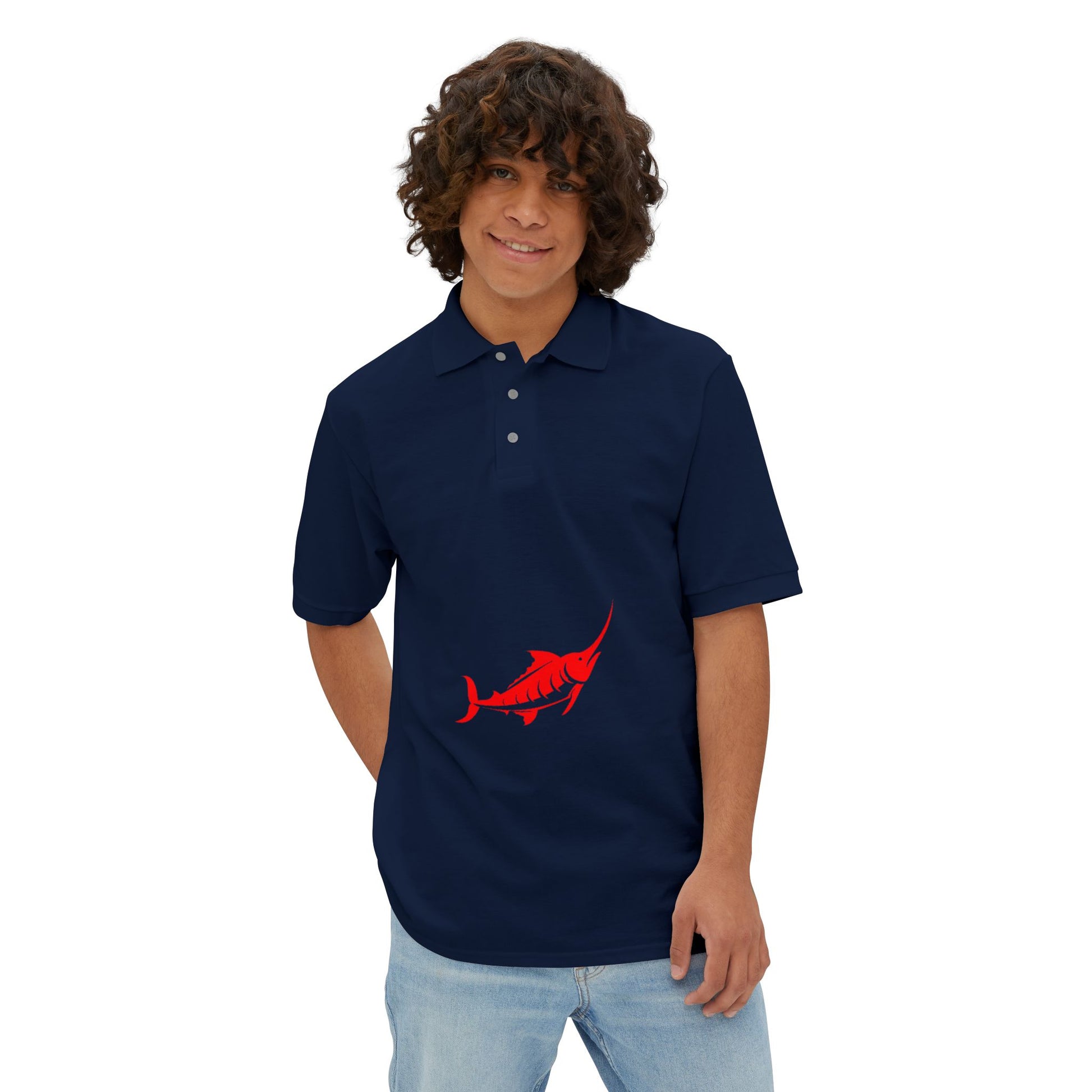 Marlin Graphic Men's Polo Casual Wear T-Shirt - Marlin