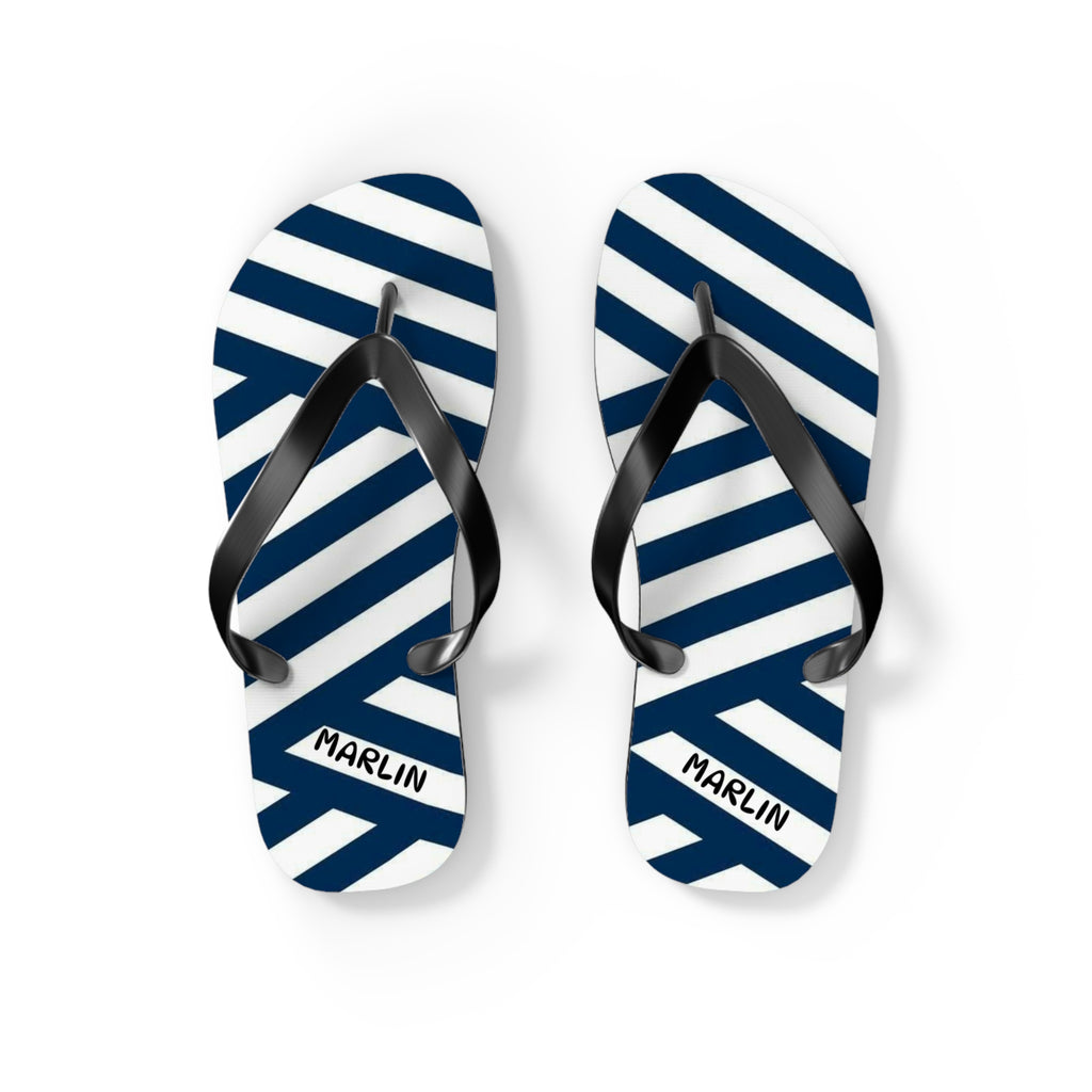 Nautical Stripe Flip Flops - Marlin