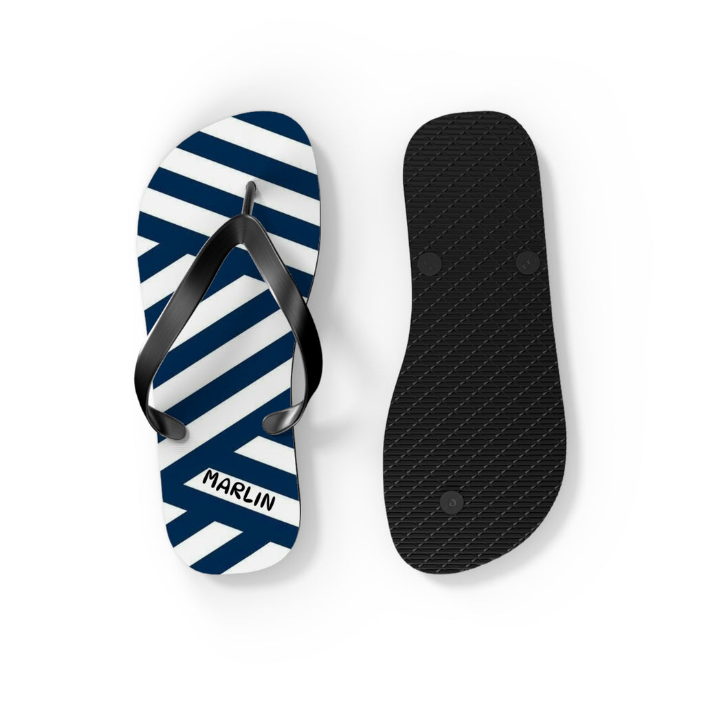 Nautical Stripe Flip Flops - Marlin